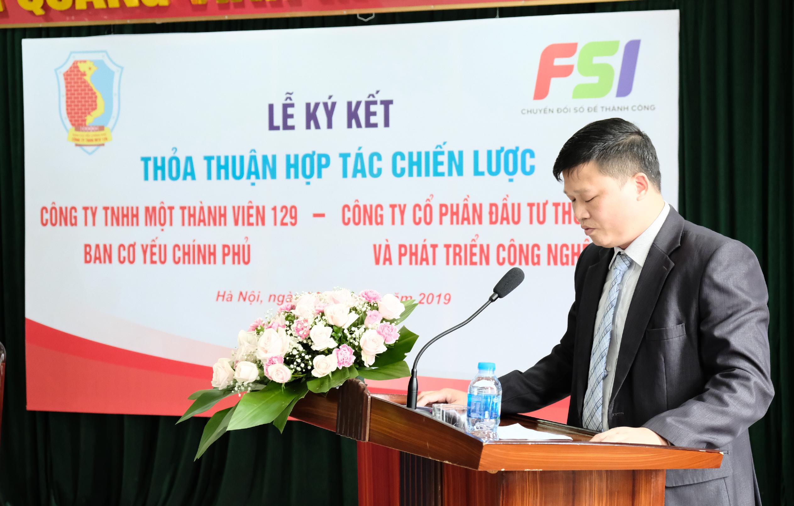 Ông Phạm Mạnh Tuấn - Chủ tịch/Giám đốc Công ty 129 phát biểu tại buổi lễ 