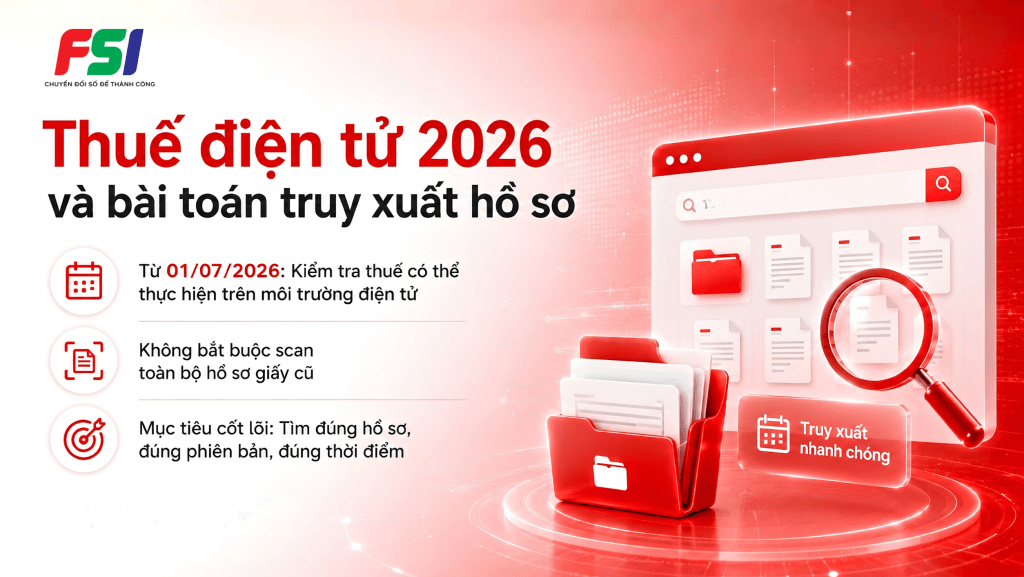 Thuế điện tử 2026 và bài toán truy xuất hồ sơ.