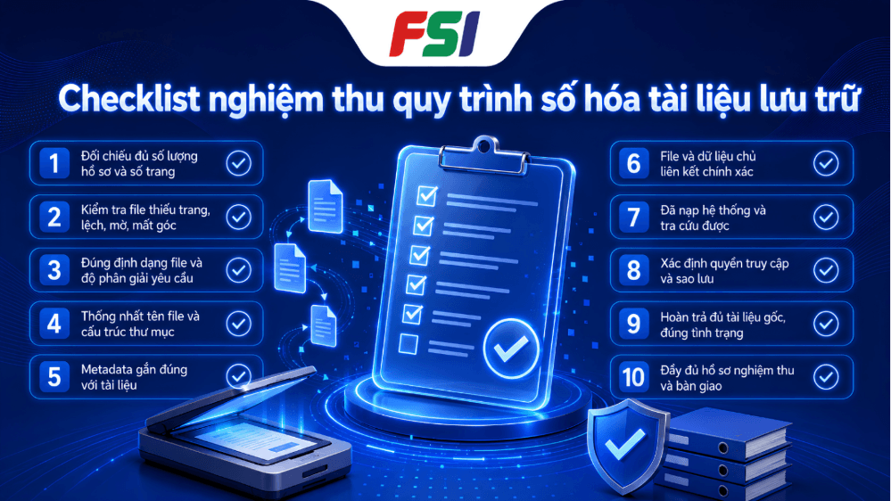 Checklist nghiệm thu quy trình số hóa tài liệu lưu trữ