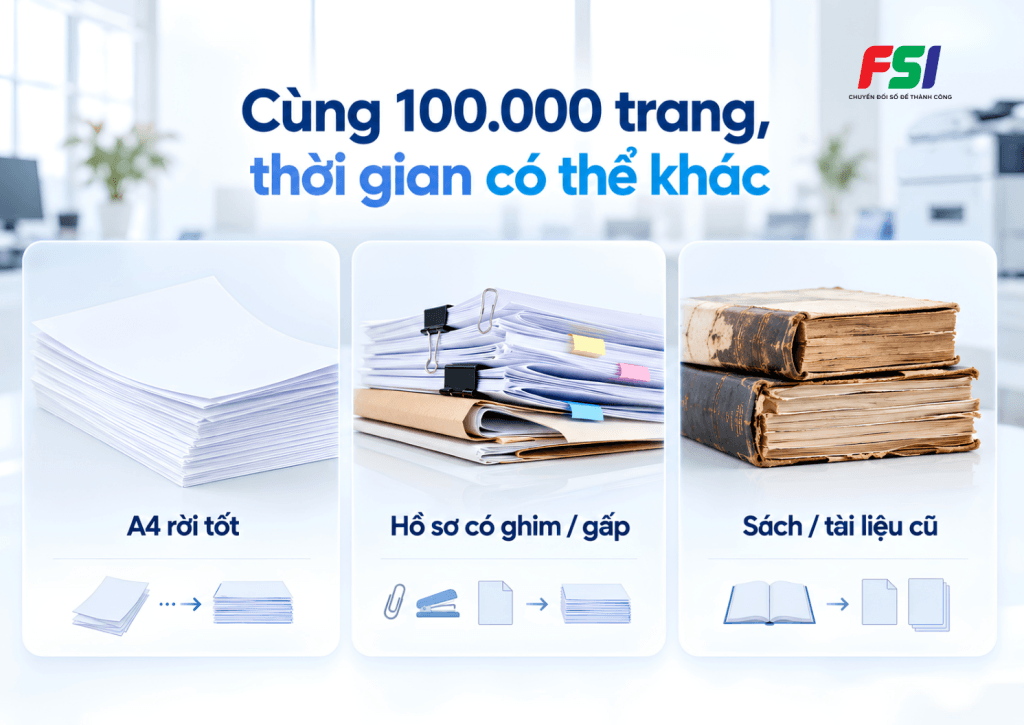 Thời gian scan tài liệu phụ thuộc nhiều yếu tố